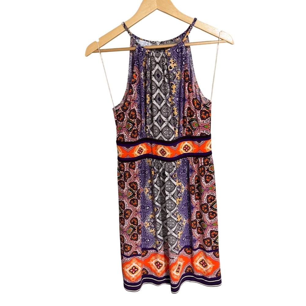 London Times Womens Halter Neck Paisley Medallion Print Empire Waist Dress 6